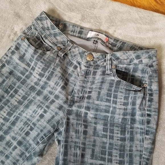 Cabi 3049 Blue Grid Curvy Skinny Mid Rise Jeans Sz 8  Womens Pants Gray - Picture 5 of 12